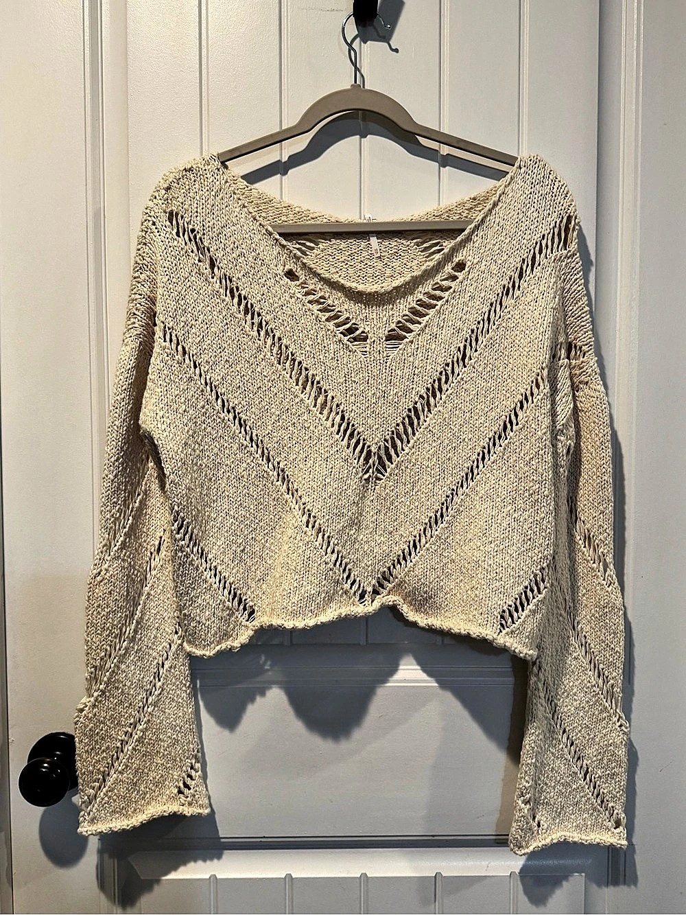 Free People Hayley Sweater Geometric Knit Cream XS